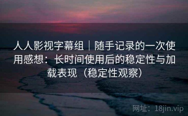 人人影视字幕组｜随手记录的一次使用感想：长时间使用后的稳定性与加载表现（稳定性观察）